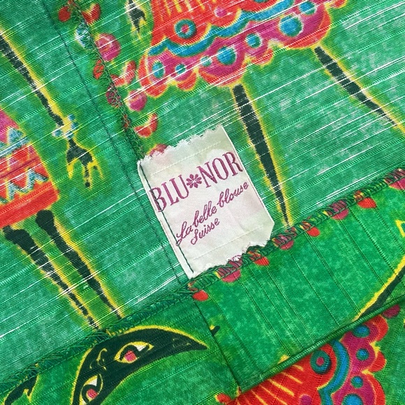 Vintage l 60s M Novelty Tribal Fashionista Kitty Black Cat Cuff Sleeve Blouse - Picture 14 of 16